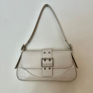 H&M off white Crocodile-Embossed Shoulder Bag